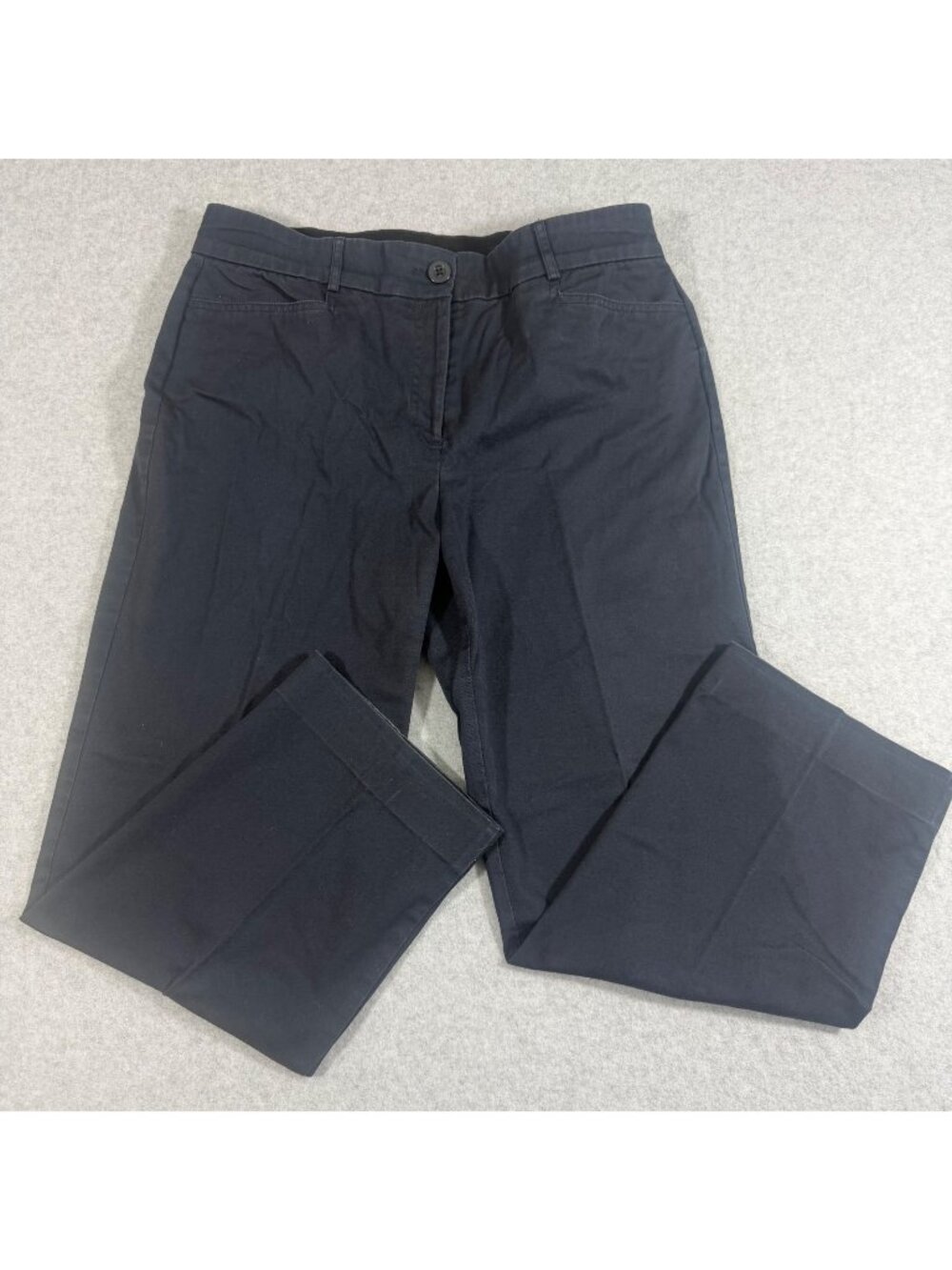 Studio Works Petite Women’s Size 12P Navy Straight Leg Pants Cotton Stretch Care